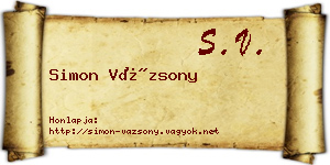 Simon Vázsony névjegykártya